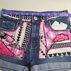 Upcycled Patchwork Denim Shorts